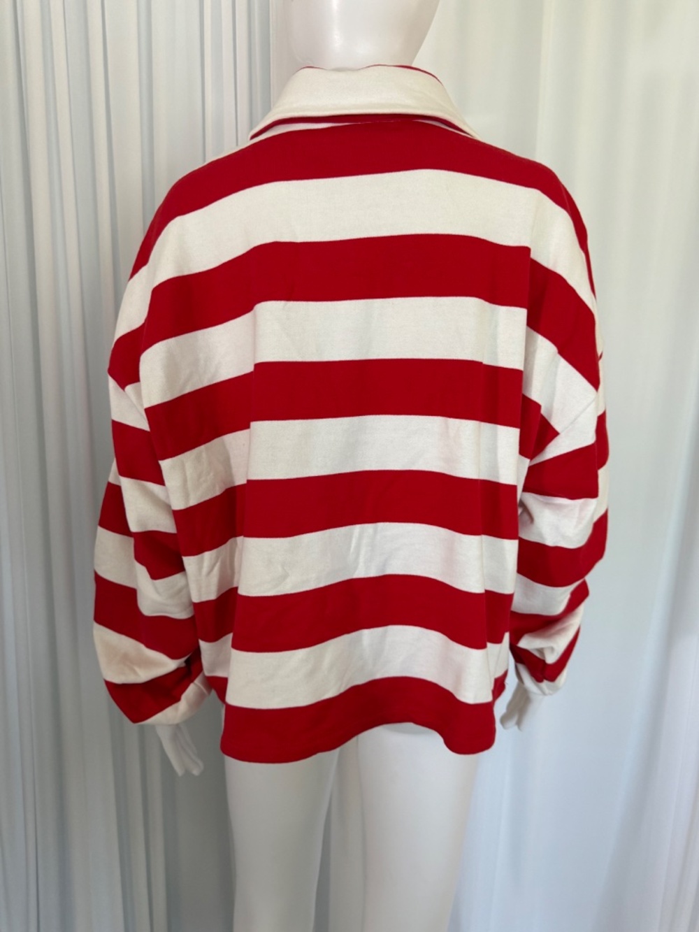 G by Giuliana Striped Rugby Polo Top Cherry Detail Red White Pullover NWOT | XL - Picture 5 of 16